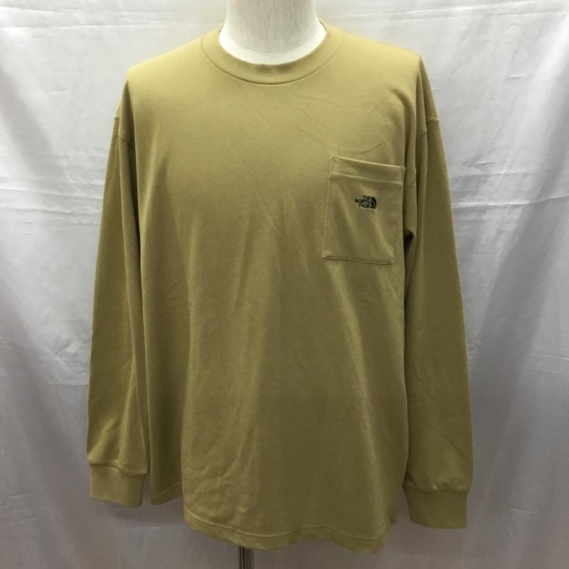 ザノースフェイス THE NORTH FACE カットソー 長袖 nt82130x 長袖Tシャツ クルーネックカットソー XL ロゴ、文字 ベージュ / ベージュ /  メンズ USED 古着 中古 10116691