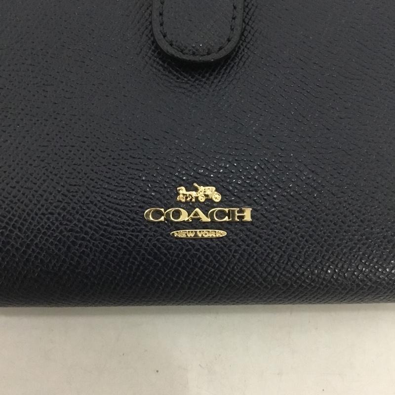 コーチ COACH 財布 二つ折り ロゴ、文字 紺 / ネイビー /  レディース USED 古着 中古 10138846