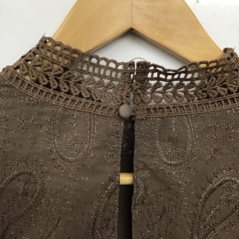 ページボーイ PAGEBOY シャツ、ブラウス 長袖 長袖シャツ 総柄シャツ ノーカラーシャツ FREE 総柄 茶 / ブラウン /  レディース USED 古着 中古 10128744