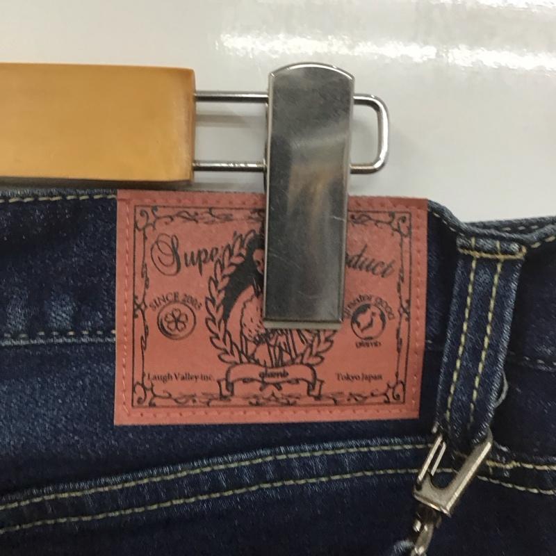 グラム glamb パンツ デニム、ジーンズ デニムパンツ スリムパンツ ジーンズ ダメージ加工 裾リブ カジュアルパンツ 3 無地 インディゴ / インディゴ /  メンズ USED 古着 中古 10107704