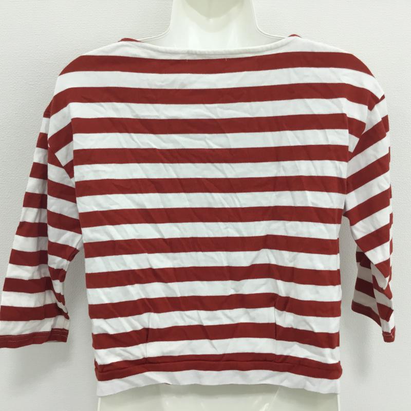 ローリーズファーム LOWRYS FARM カットソー 七分袖 L ボーダー柄 白 / ホワイト / X 赤 / レッド /  レディース USED 古着 中古 10000049