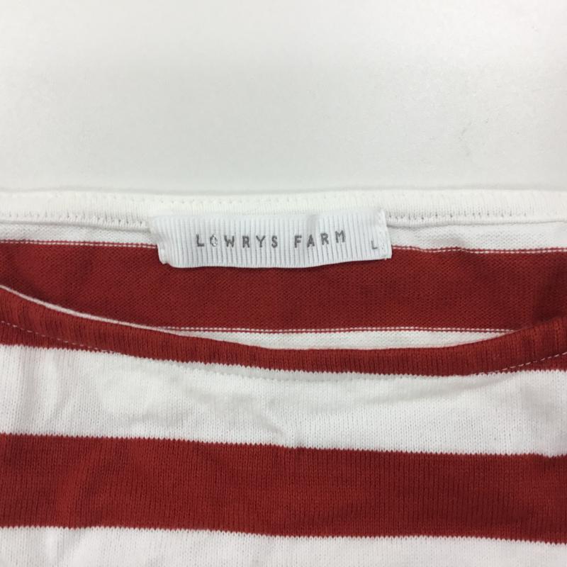 ローリーズファーム LOWRYS FARM カットソー 七分袖 L ボーダー柄 白 / ホワイト / X 赤 / レッド /  レディース USED 古着 中古 10000049