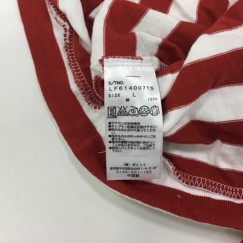 ローリーズファーム LOWRYS FARM カットソー 七分袖 L ボーダー柄 白 / ホワイト / X 赤 / レッド /  レディース USED 古着 中古 10000049
