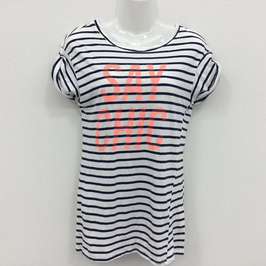 ザラ ZARA TRAFALUC Tシャツ 半袖 S ボーダー柄 白 / ホワイト / X 紺 / ネイビー /  レディース USED 古着 中古 10000161