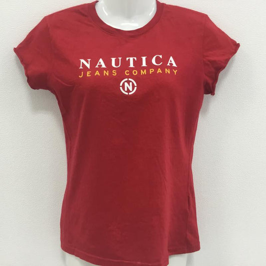 ノーティカ NAUTICA Tシャツ 半袖 S ロゴ、文字 赤 / レッド / X 白 / ホワイト /  レディース USED 古着 中古 10000172