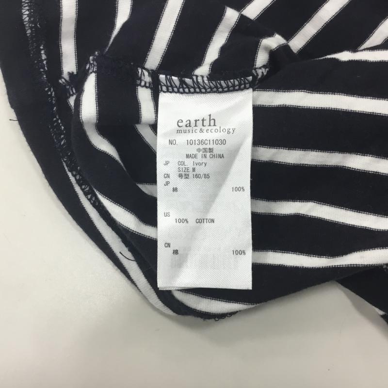 アースミュージックアンドエコロジー earth music&ecology Tシャツ 半袖 M ボーダー柄 白 / ホワイト / X 紺 / ネイビー /  レディース USED 古着 中古 10000175