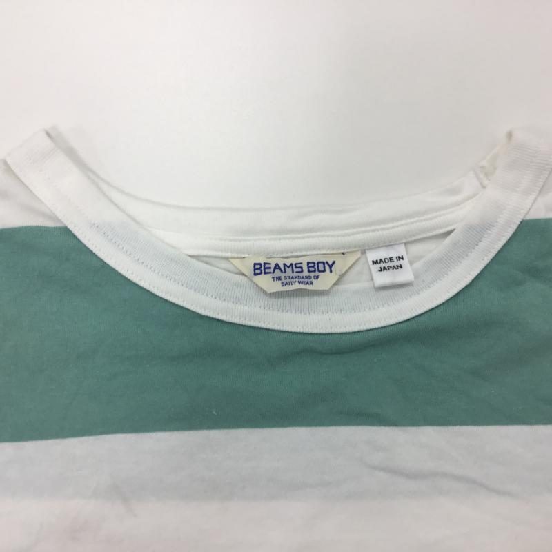 ビームスボーイ BEAMS BOY Tシャツ 半袖 ボーダー柄 白 / ホワイト / X 緑 / グリーン /  レディース USED 古着 中古 10000177