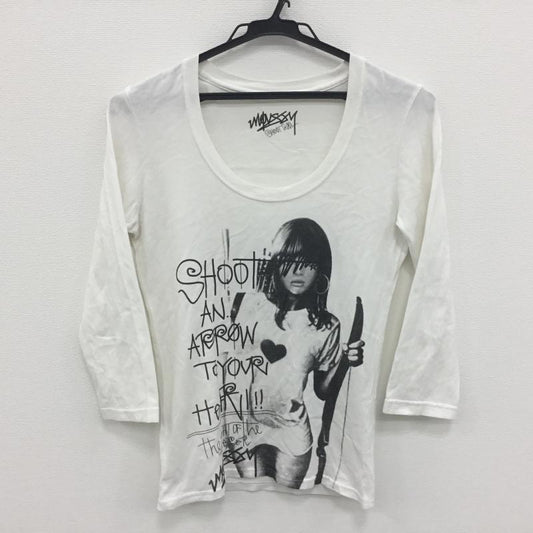 マウジー MOUSSY Tシャツ 七分袖 2 プリント X ロゴ、文字 白 / ホワイト /  レディース USED 古着 中古 10000469