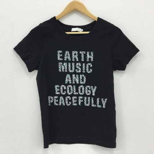 アースミュージックアンドエコロジー earth music&ecology Tシャツ 半袖 1 プリント 黒 / ブラック / X 白 / ホワイト / X 緑 / グリーン / X 桃 / ピンク /  レディース USED 古着 中古 10000499