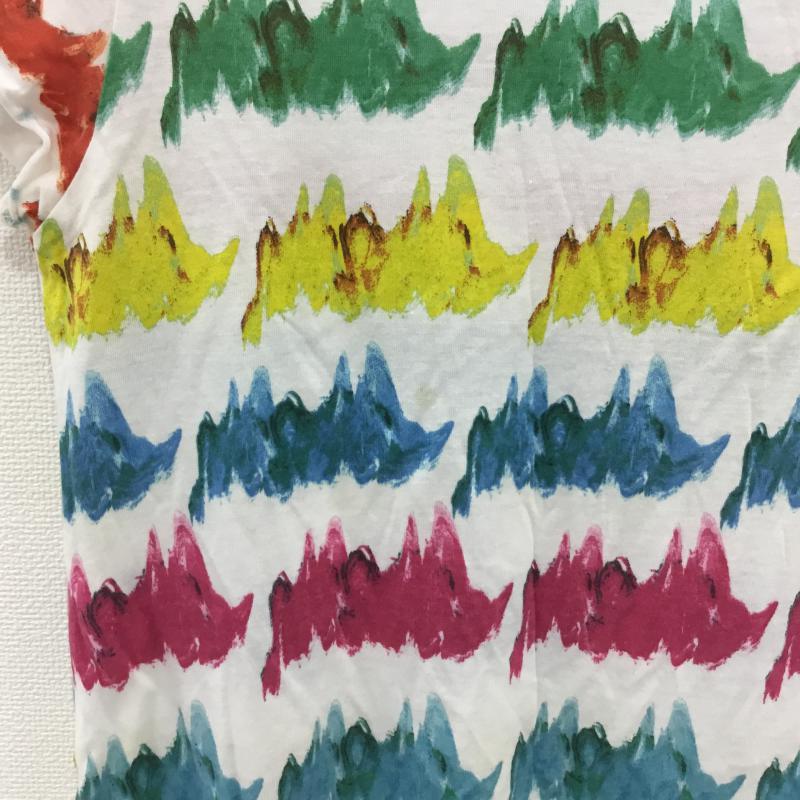 ザラ ZARA Tシャツ 半袖 切りっぱなし S 総柄 白 / ホワイト / X 青 / ブルー / X 赤 / レッド / X 桃 / ピンク / X 橙 / オレンジ / X 黄 / イエロー / X 緑 / グリーン /  レディース USED 古着 中古 10000503