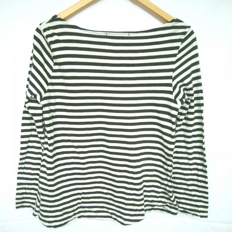 マウジー MOUSSY カットソー 長袖 2 ボーダー柄 灰 / グレー / X 黒 / ブラック /  レディース USED 古着 中古 10000519