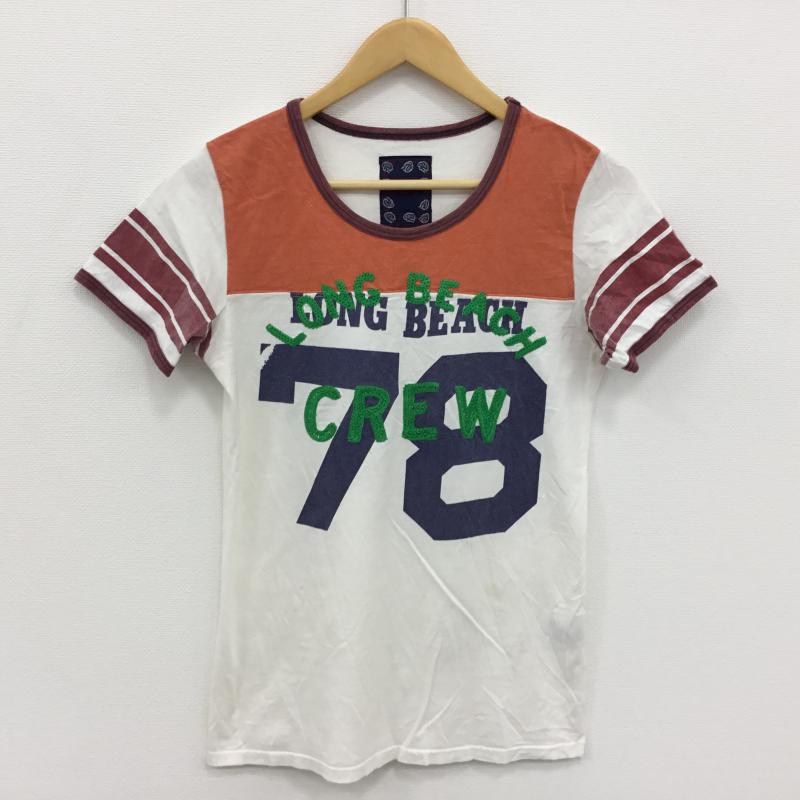 オールドベティーズ OLD BETTY'S Tシャツ 半袖 プリント X 刺繍 白 / ホワイト / X 橙 / オレンジ / X 赤 / レッド / X 紺 / ネイビー /  レディース USED 古着 中古 10000563