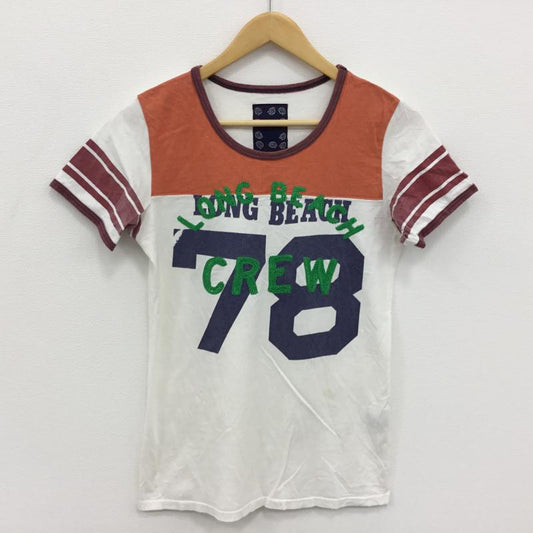 オールドベティーズ OLD BETTY'S Tシャツ 半袖 プリント X 刺繍 白 / ホワイト / X 橙 / オレンジ / X 赤 / レッド / X 紺 / ネイビー /  レディース USED 古着 中古 10000563