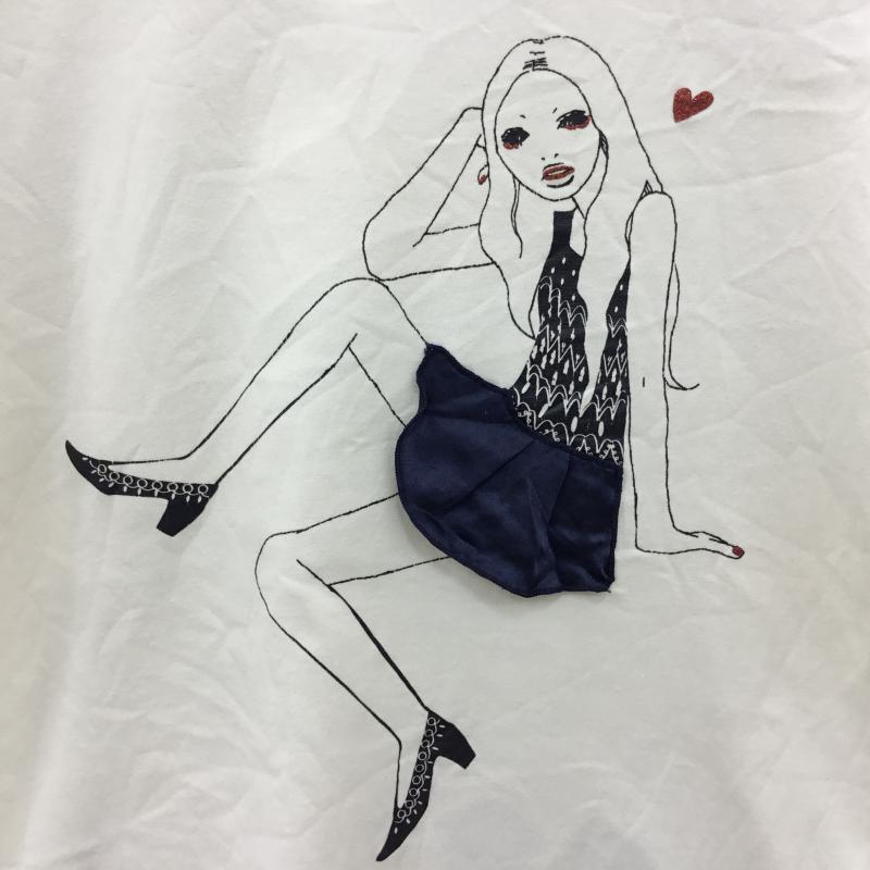 アースミュージックアンドエコロジー earth music&ecology Tシャツ 半袖 S プリント 白 / ホワイト /  レディース USED 古着 中古 10000584