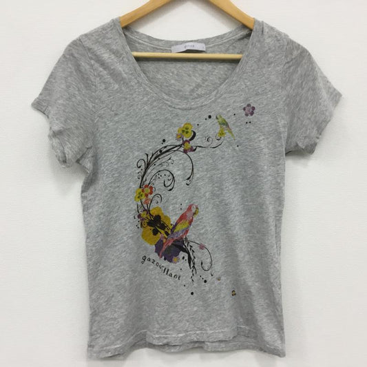 シュカ SHUCA Tシャツ 半袖 L プリント 灰 / グレー /  レディース USED 古着 中古 10000610