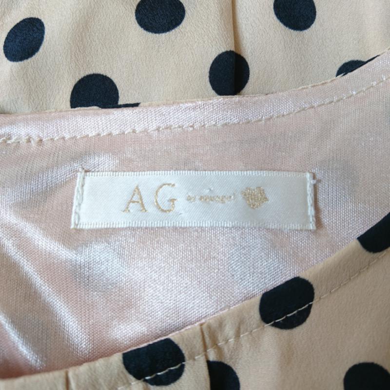 エージーバイアクアガール AGBYAQUAGIRL ワンピース ひざ丈スカート S ドット ベージュ / ベージュ / X 黒 / ブラック /  レディース USED 古着 中古 10001136