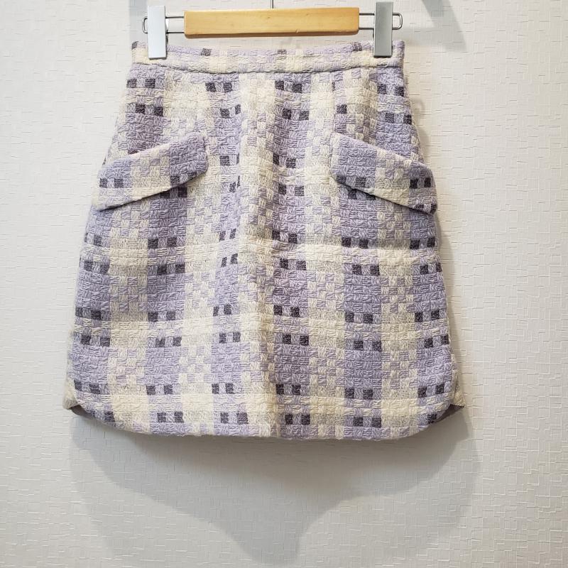 リランドチュール Rirandture スカート ひざ丈スカート 0 幾何柄 白 / ホワイト / X 紫 / パープル /  レディース USED 古着 中古 10001266