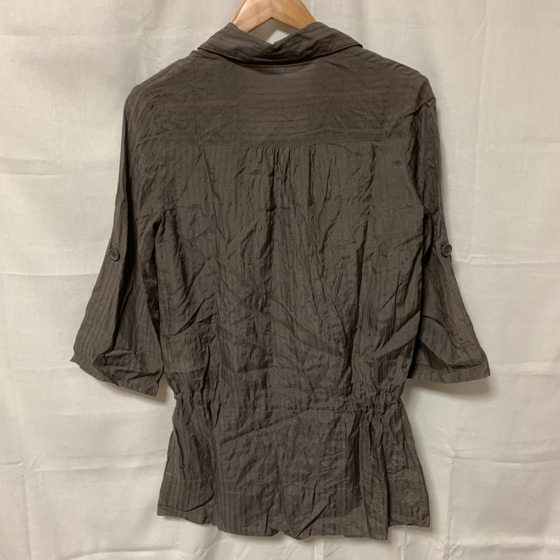 イネド INED シャツ、ブラウス 七分袖 ストライプ 茶 / ブラウン /  レディース USED 古着 中古 10001363