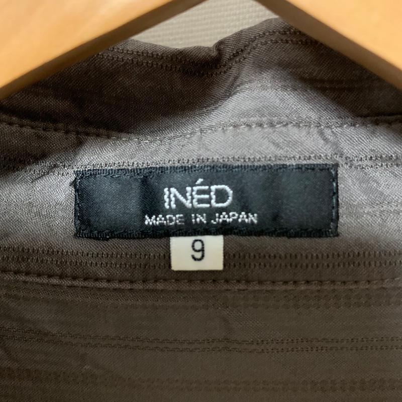 イネド INED シャツ、ブラウス 七分袖 ストライプ 茶 / ブラウン /  レディース USED 古着 中古 10001363