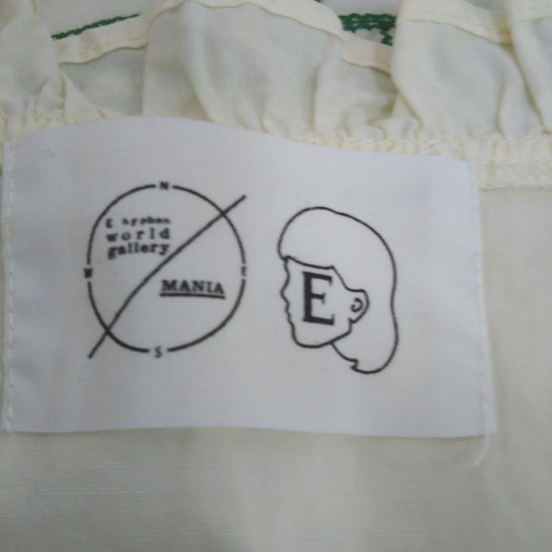 イーハイフンワールドギャラリーマニア E hyphen world gallery MANIA ワンピース ひざ丈スカート FREE 刺繍 X 無地 白 / ホワイト / X 緑 / グリーン /  レディース USED 古着 中古 10001428