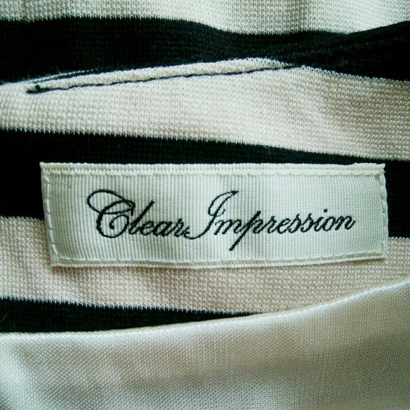 クリアインプレッション CLEAR IMPRESSION スカート ミニスカート 2 ボーダー柄 黒 / ブラック / X ベージュ / ベージュ /  レディース USED 古着 中古 10001457
