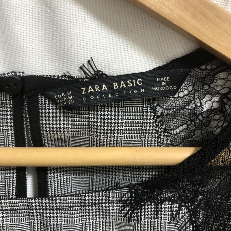 ザラベーシック ZARA BASIC シャツ、ブラウス 七分袖 M 刺繍 X 幾何柄 白 / ホワイト / X 黒 / ブラック /  レディース USED 古着 中古 10001624
