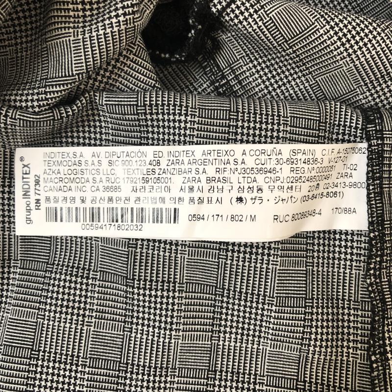 ザラベーシック ZARA BASIC シャツ、ブラウス 七分袖 M 刺繍 X 幾何柄 白 / ホワイト / X 黒 / ブラック /  レディース USED 古着 中古 10001624