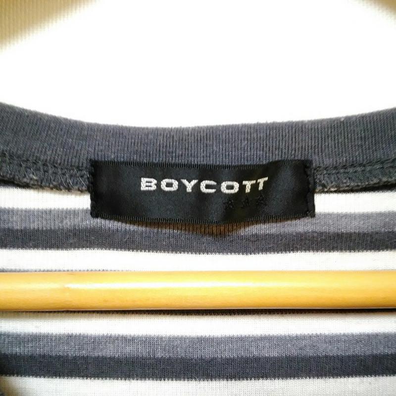ボイコット BOYCOTT Tシャツ 半袖 3 ボーダー柄 白 / ホワイト / X 黒 / ブラック / X 灰 / グレー /  メンズ USED 古着 中古 10001974