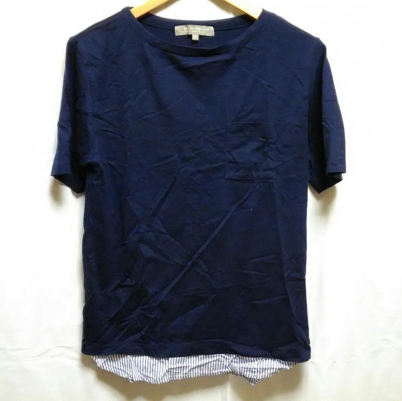アデイインザライフ A Day in the Life Tシャツ 半袖 S 無地 X ストライプ 紺 / ネイビー / X 青 / ブルー / X 白 / ホワイト /  メンズ USED 古着 中古 10001989