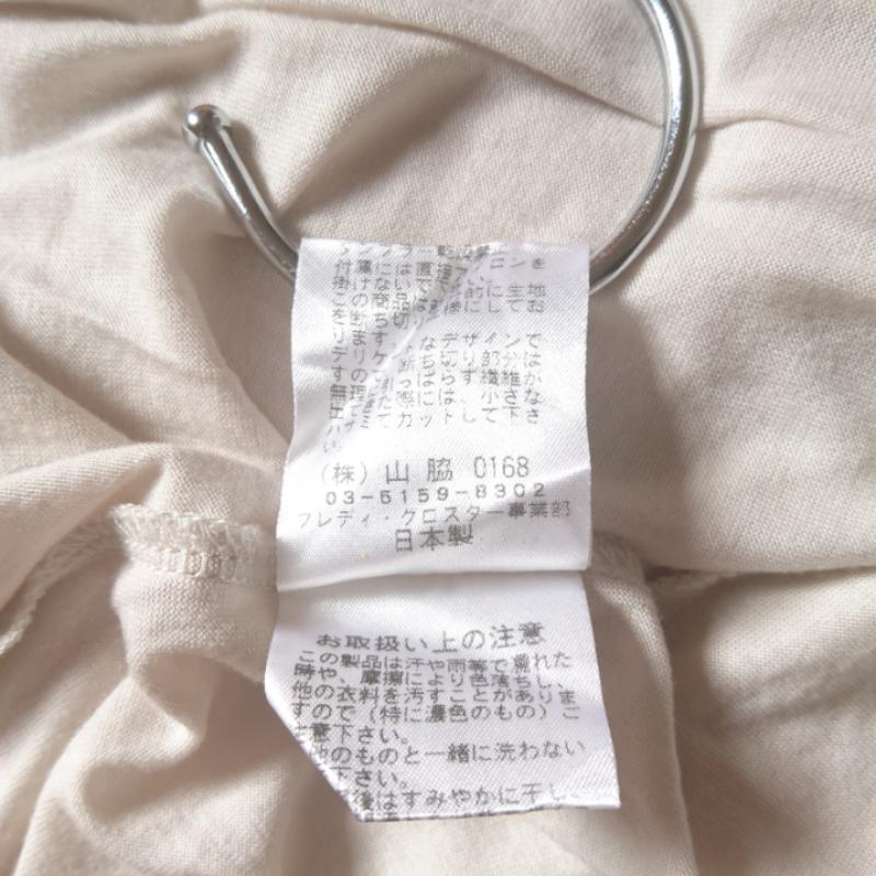 フレディ エミュ fredy emue Tシャツ 半袖 38 無地 X 花柄 ベージュ / ベージュ / X 黒 / ブラック /  レディース USED 古着 中古 10002201