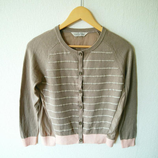 トラッゾドンナ Torrazzo Donna カーディガン 長袖 無地 X ボーダー柄 銀 / シルバー / X 桃 / ピンク / X 茶 / ブラウン /  レディース USED 古着 中古 10002711