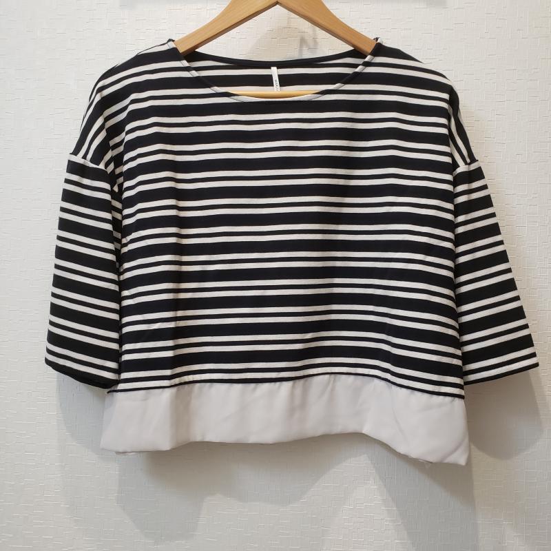 マルレーヌ ジョベル MARLENE JOBERT カットソー 半袖 M ボーダー柄 白 / ホワイト / X 黒 / ブラック /  レディース USED 古着 中古 10003030