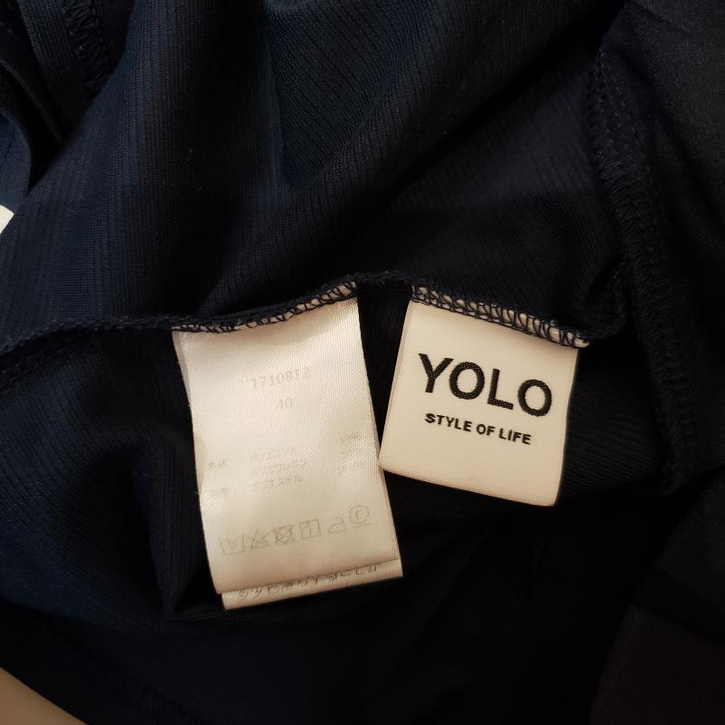 ヨーロ YOLO カットソー 半袖 40 無地 紺 / ネイビー /  レディース USED 古着 中古 10003056