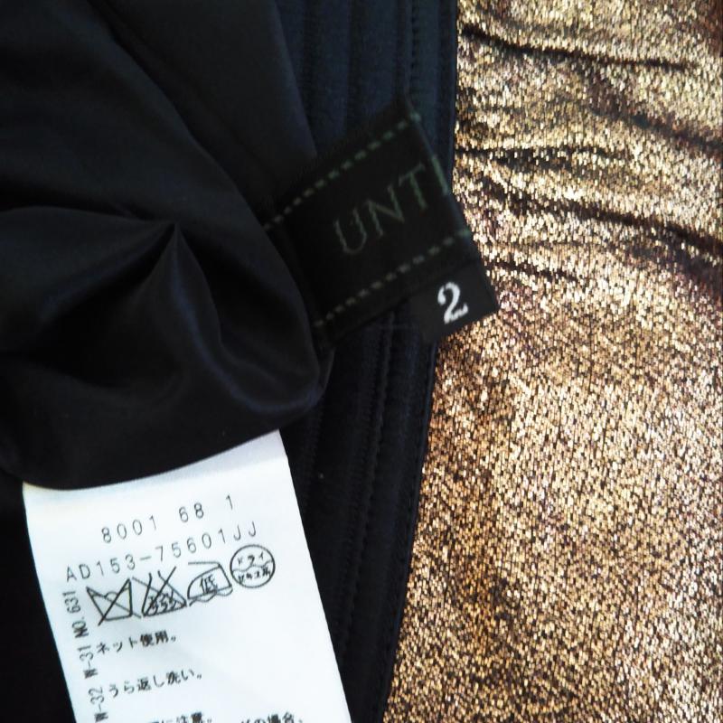 アンタイトル UNTITLED スカート ひざ丈スカート 2 無地 黒 / ブラック / X 金 / ゴールド /  レディース USED 古着 中古 10003152