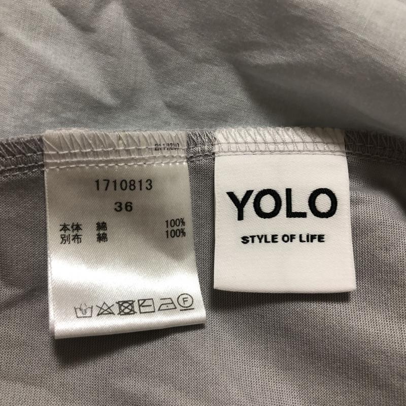 ヨーロ YOLO カットソー 半袖 36 無地 青 / ブルー / X 灰 / グレー /  レディース USED 古着 中古 10003187