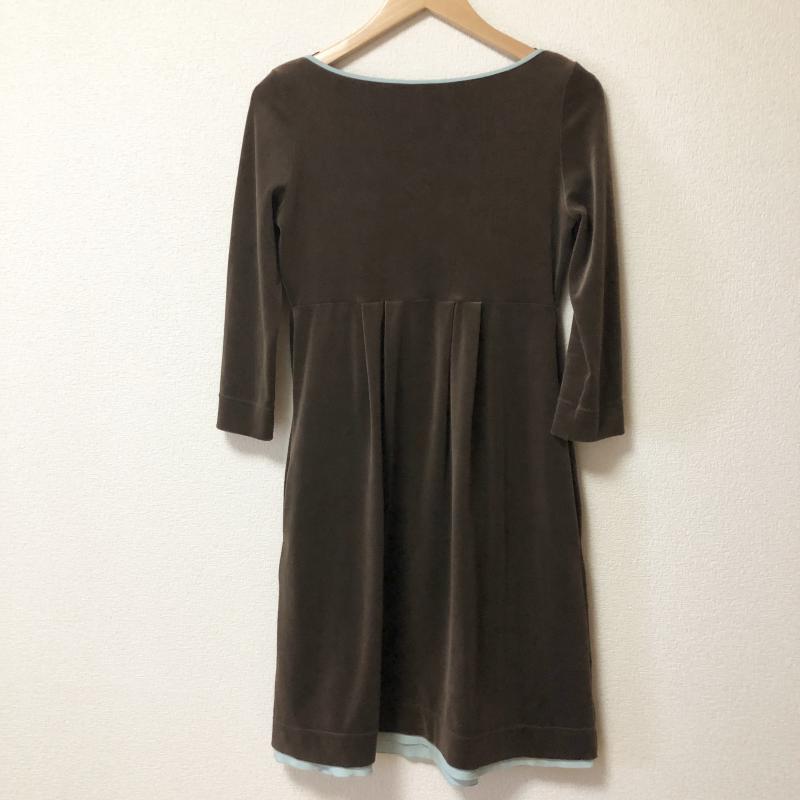 デイジーベロア DAISY VELOUR ワンピース ひざ丈スカート 38 無地 茶 / ブラウン / X 緑 / グリーン /  レディース USED 古着 中古 10003475