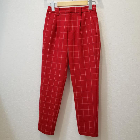 イネド INED パンツ スラックス 9分丈 7号 チェック 赤 / レッド / X 白 / ホワイト /  レディース USED 古着 中古 10003493