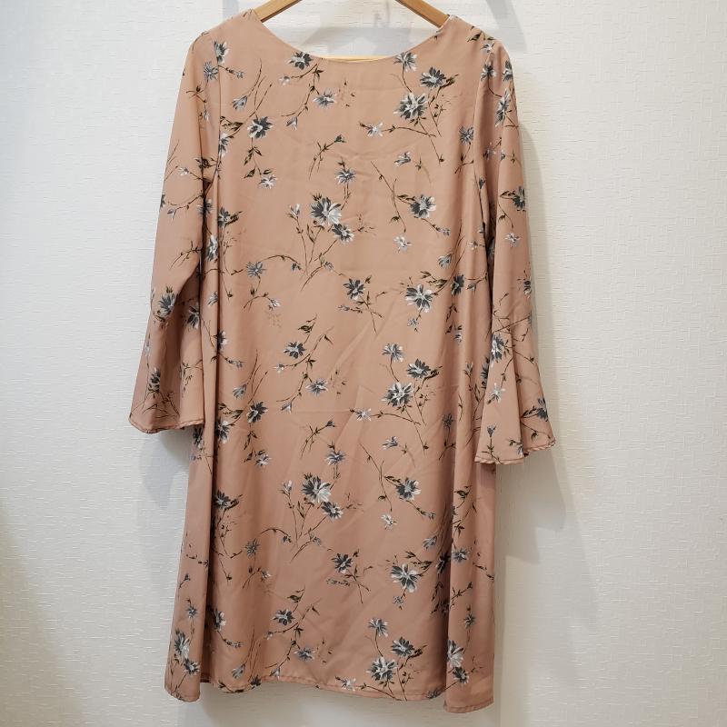 ヨーロ YOLO ワンピース ひざ丈スカート 36 花柄 桃 / ピンク / X 灰 / グレー /  レディース USED 古着 中古 10003507