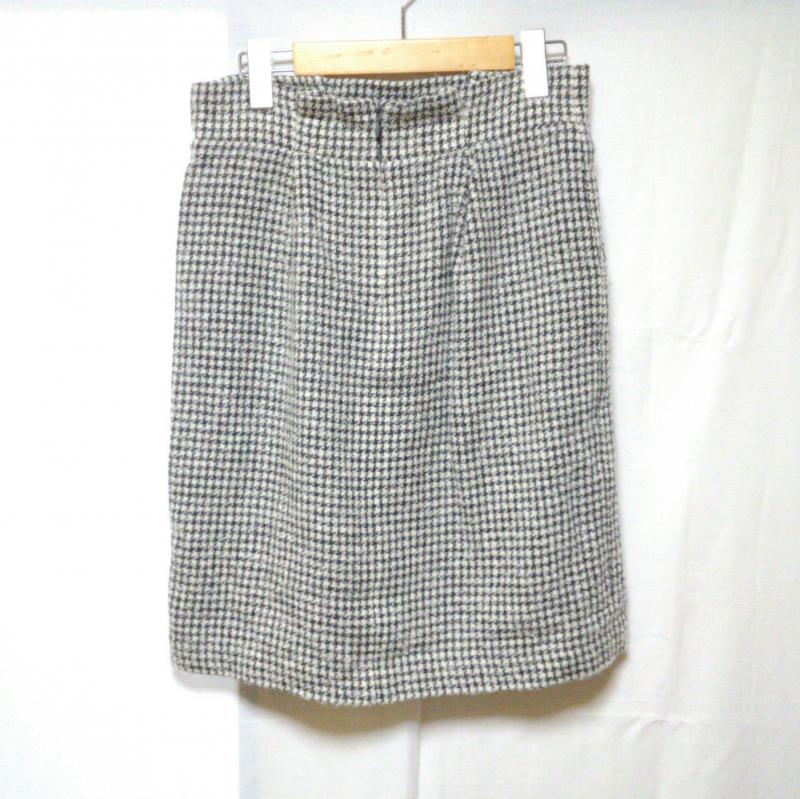 ルゥデルゥ Rew de Rew スカート ひざ丈スカート L 千鳥格子 白 / ホワイト / X 灰 / グレー /  レディース USED 古着 中古 10003663