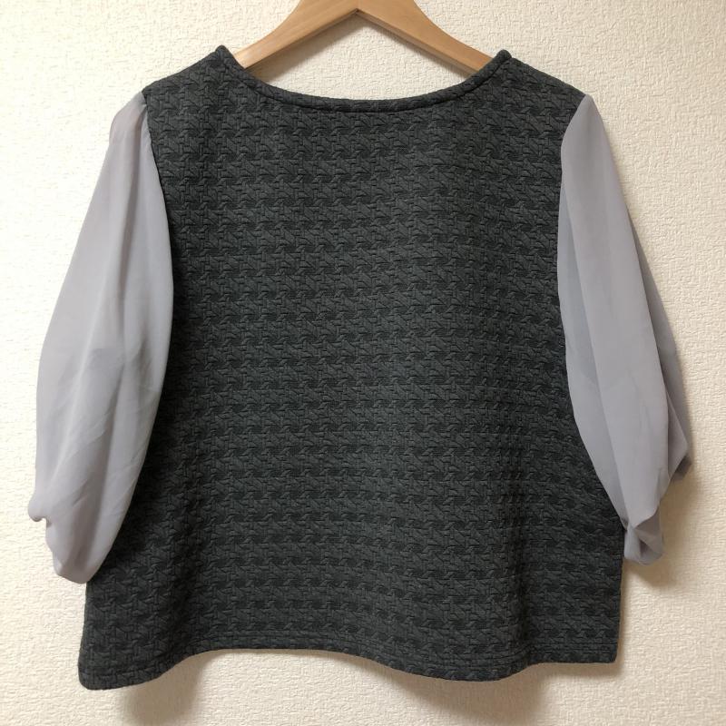 ヨーロ YOLO カットソー 七分袖 38 無地 X 総柄 灰 / グレー /  レディース USED 古着 中古 10003752
