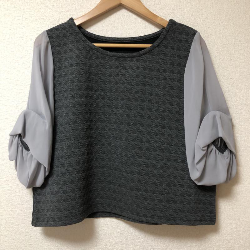 ヨーロ YOLO カットソー 七分袖 36 無地 X 総柄 灰 / グレー /  レディース USED 古着 中古 10003756
