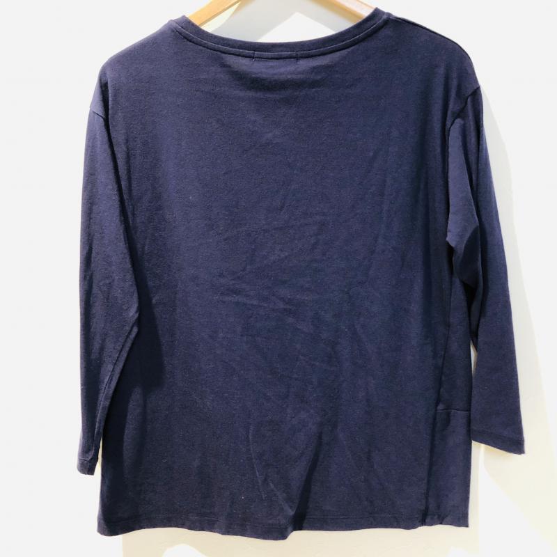 ホワイトジョーラ White Joola カットソー 七分袖 38 無地 紺 / ネイビー /  レディース USED 古着 中古 10003862