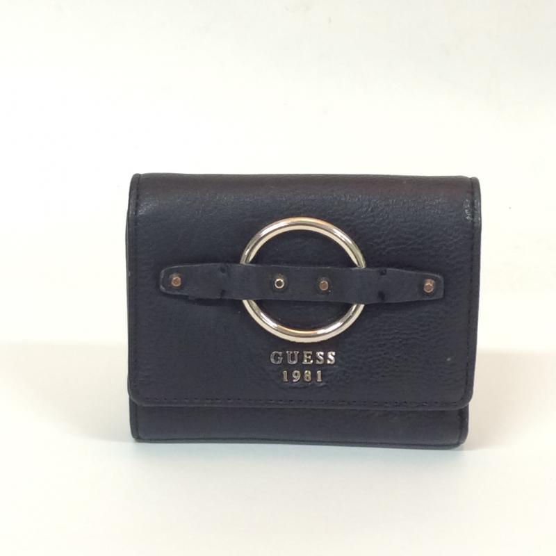 ゲス Guess 財布 二つ折り 無地 黒 / ブラック /  レディース USED 古着 中古 10004215