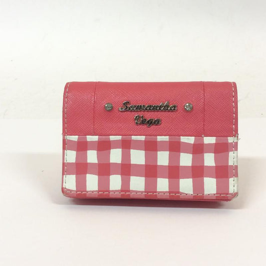 サマンサベガ Samantha Vega カードケース 名刺入れ 無地 X チェック 赤 / レッド / X 白 / ホワイト /  レディース USED 古着 中古 10004218