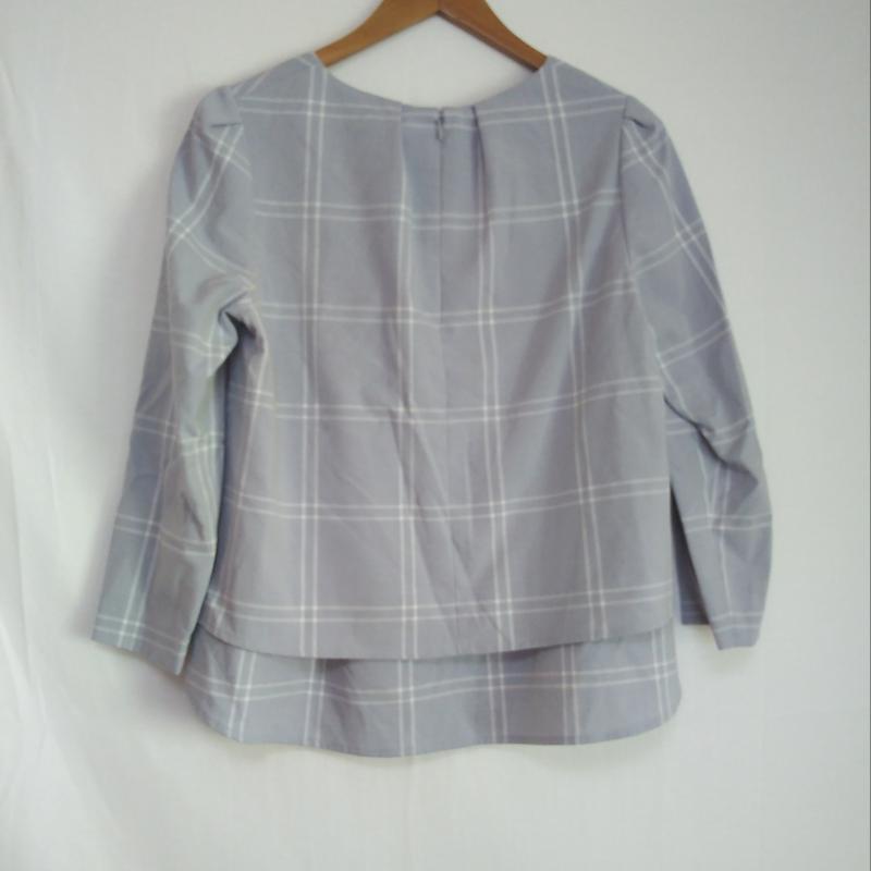 リアラ Reala カットソー 長袖 M チェック 白 / ホワイト / X 灰 / グレー /  レディース USED 古着 中古 10004370