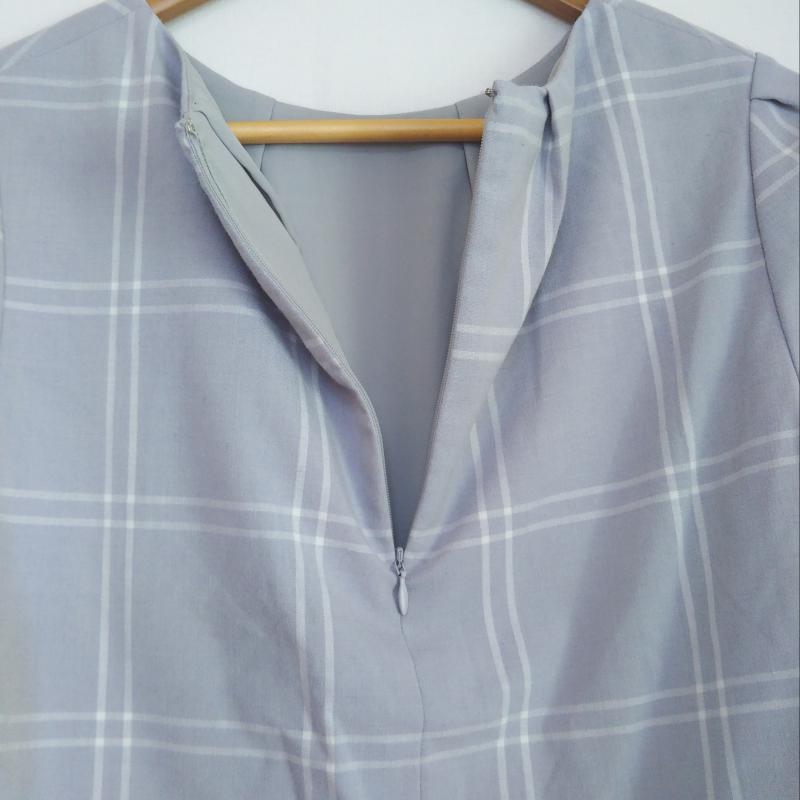 リアラ Reala カットソー 長袖 M チェック 白 / ホワイト / X 灰 / グレー /  レディース USED 古着 中古 10004370