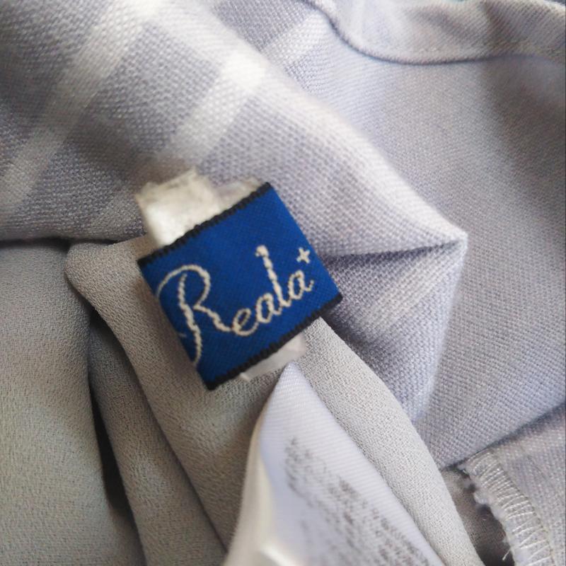リアラ Reala カットソー 長袖 M チェック 白 / ホワイト / X 灰 / グレー /  レディース USED 古着 中古 10004370