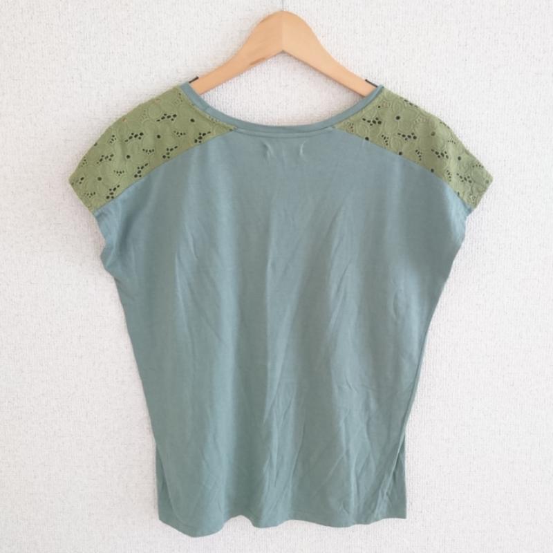 グリーンデイル ガーネット GREENDALE GARNET Tシャツ 半袖 L 無地 X 花柄 緑 / グリーン /  レディース USED 古着 中古 10004735