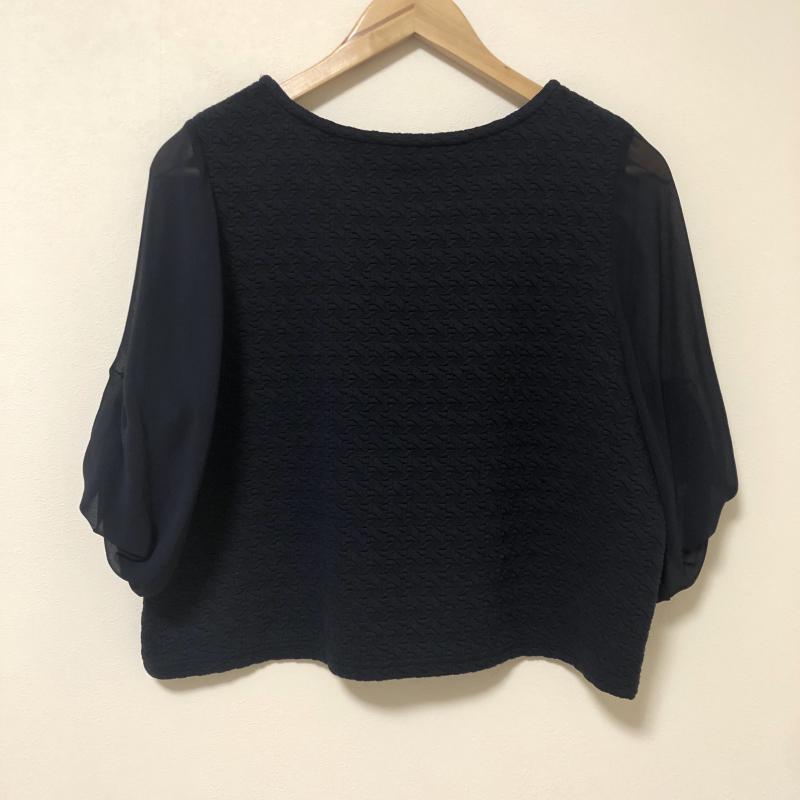 ヨーロ YOLO カットソー 半袖 36 無地 X 幾何柄 紺 / ネイビー /  レディース USED 古着 中古 10004751