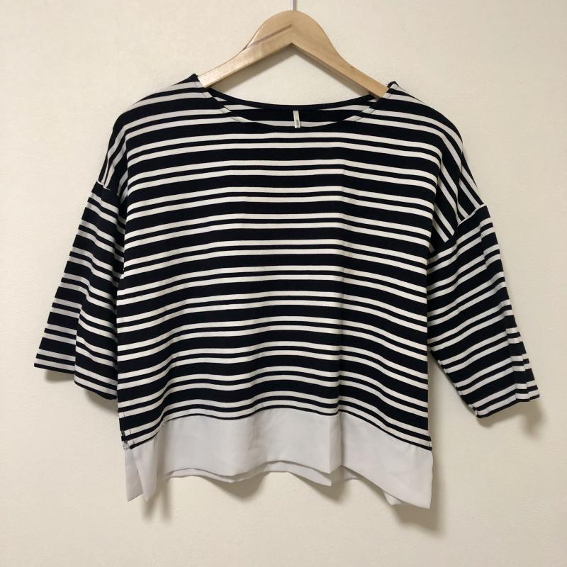 マルレーヌ ジョベル MARLENE JOBERT カットソー 七分袖 M ボーダー柄 白 / ホワイト / X 紺 / ネイビー /  レディース USED 古着 中古 10004760